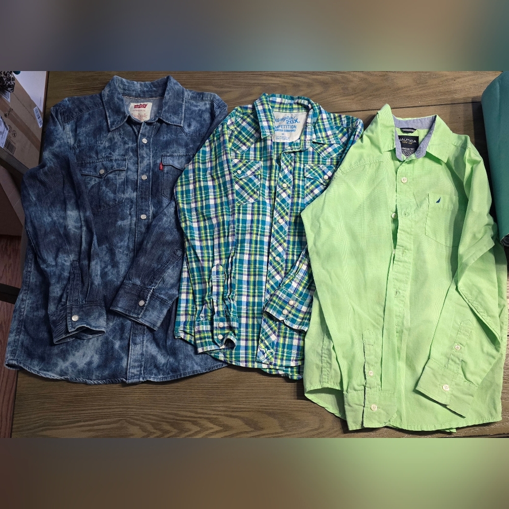 Youth Boys Med 10-12 button up shirt bundle